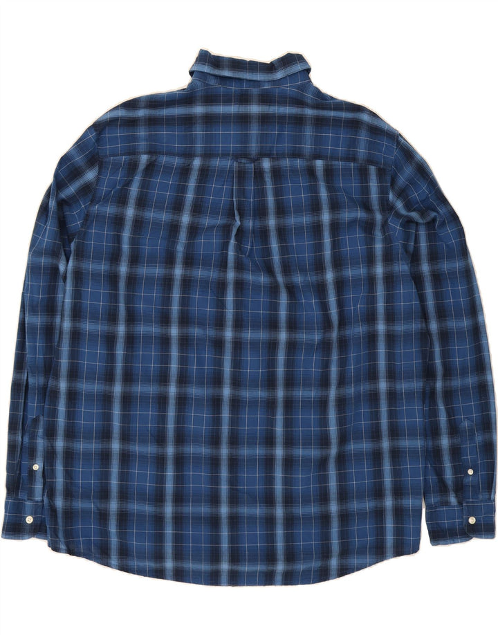 CHAPS Mens Easy Care Shirt 2XL Blue Check Cotton Vintage Chaps and Second-Hand Chaps from Messina Hembry 