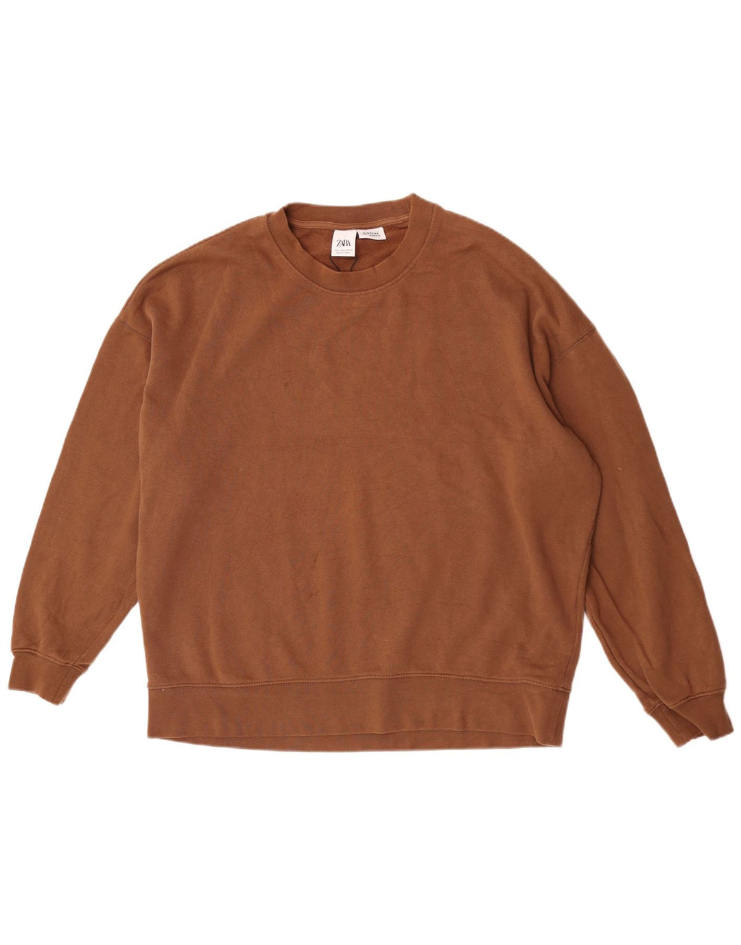 Zara Herre Oversized Sweatshirt Jumper Stor brun bomuld