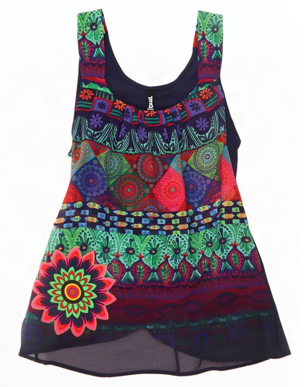 Desigual Dame Grafisk Bluse Top UK 8 Small Multicolored Floral