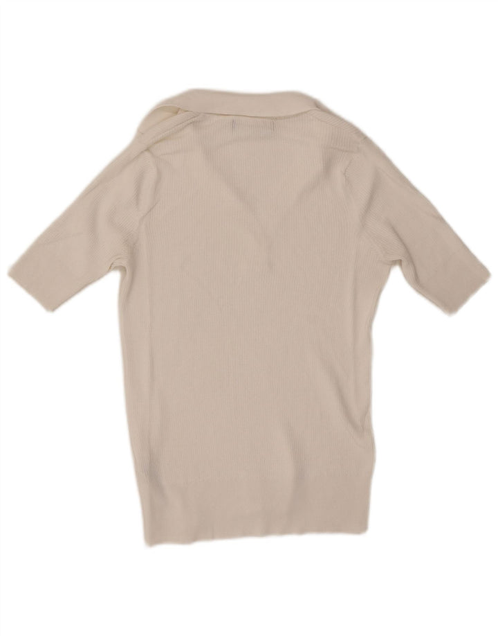 Marks & Spencer Dame Polo Shirt UK 10 Small White Viscose