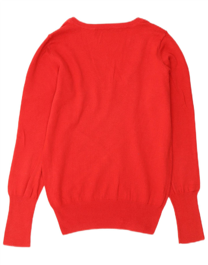 Zara Dame V-hals sweater UK 12 Medium Orange