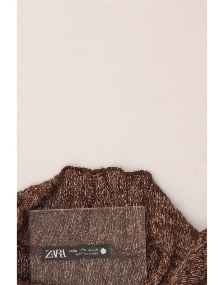 ZARA Womens Knit Blouse Top UK 14 Medium Brown Flecked Polyester Vintage Zara and Second-Hand Zara from Messina Hembry 