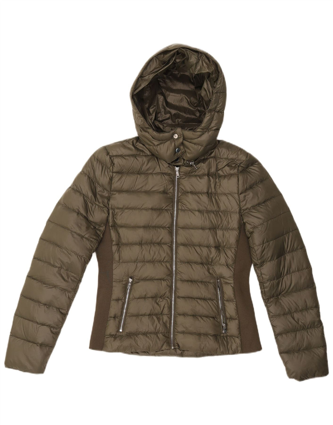 Zara hættejakke til kvinder UK 12 Medium Khaki Colourblock