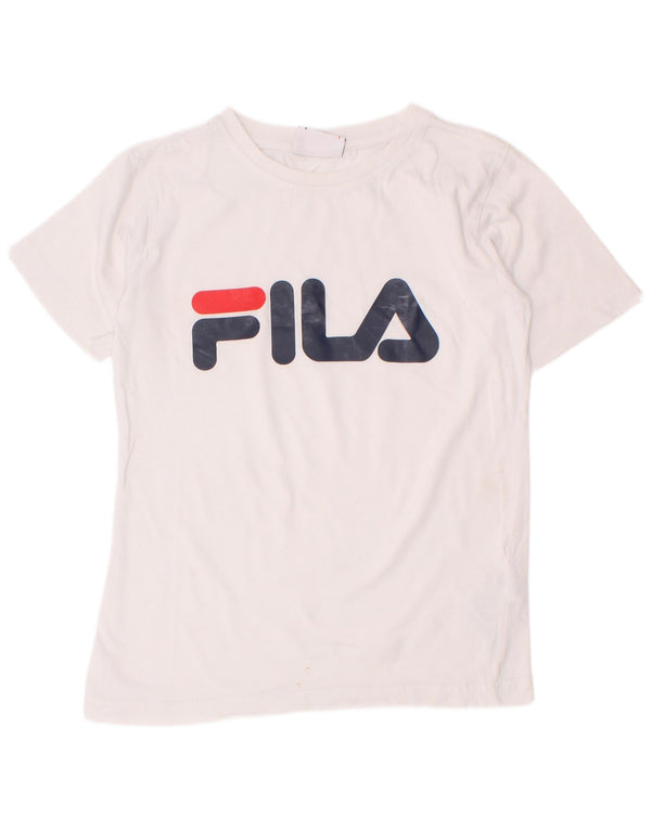 Fila Boys Grafisk T-Shirt Top 7-8 År Hvid Bomuld