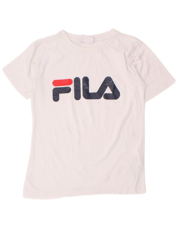 Fila Boys Grafisk T-Shirt Top 7-8 År Hvid Bomuld