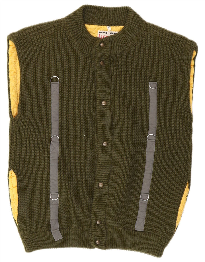 Liverani Herre ærmeløs cardigan sweater IT 48 Medium Khaki Wool