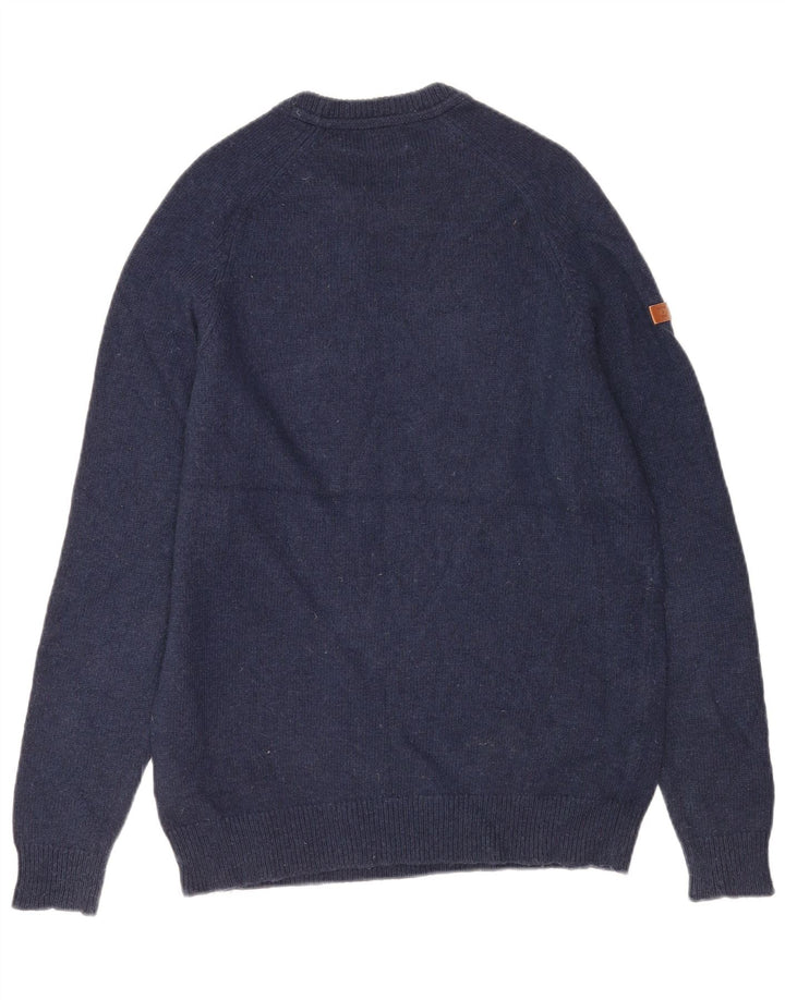Superdry Herre sweater med rund hals, stor marineblå lammeuld