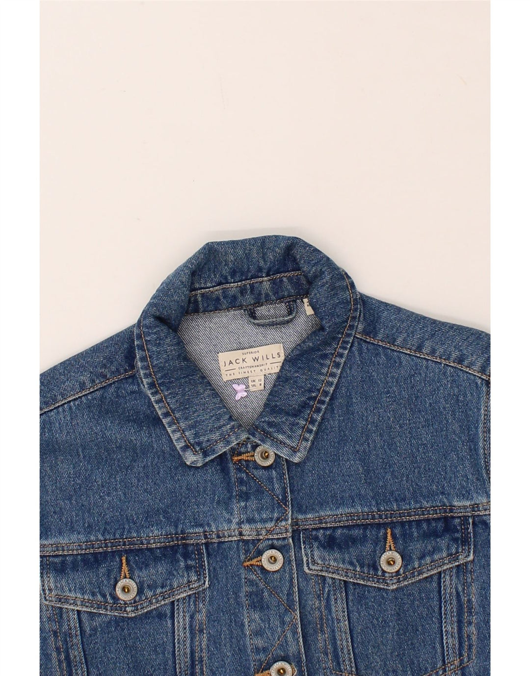 JACK WILLS Womens Crop Denim Jacket UK 12 Medium Blue Cotton Vintage Jack Wills and Second-Hand Jack Wills from Messina Hembry 