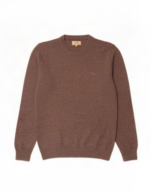 Magee Mens Crew Neck Jumper Sweater Medium Brown Flecked Cashmere