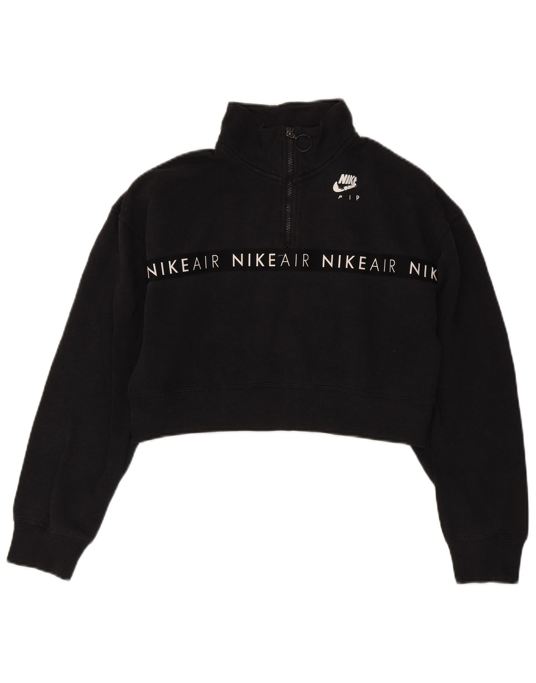 Nike Dame Oversized Graphic Crop Sweatshirt Jumper UK 10 Small Black