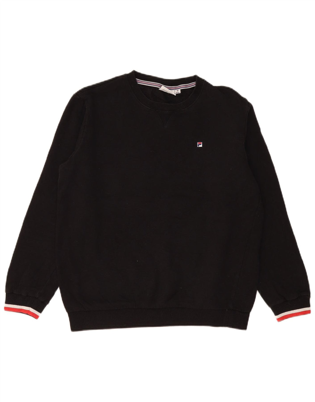 FILA Dame Oversized Sweatshirt Jumper UK 10 Small Black Bomuld