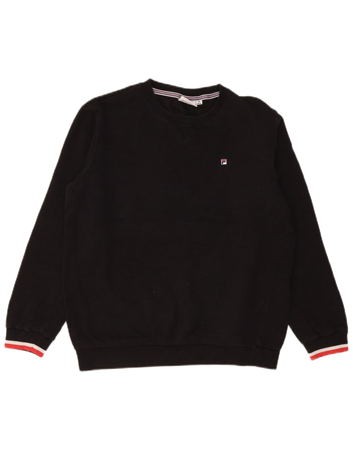 FILA Dame Oversized Sweatshirt Jumper UK 10 Small Black Bomuld