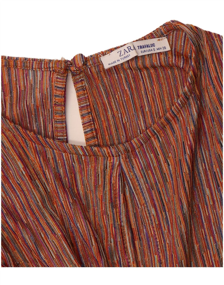Zara Womens Front Tie Playsuit UK 10 Small Multicolored Striped
