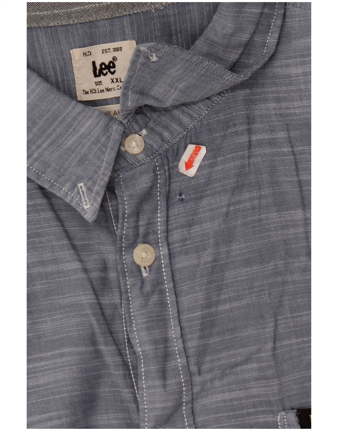 LEE Herre Regular Fit kortærmet skjorte 2XL blå bomuld