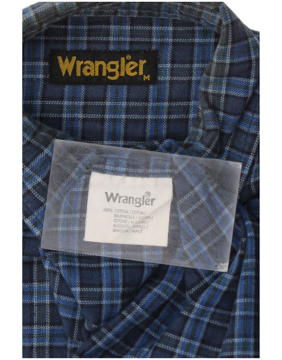 Wrangler Flanelskjorte til mænd mellemblå ternet bomuld