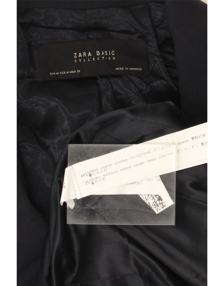 Zara Dame Longline Double Breasted Blazer Jacket UK 12 Medium Navy Blue