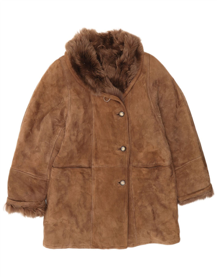 Vintage Dame Shearling Jacket IT 46 Large Brown Classic