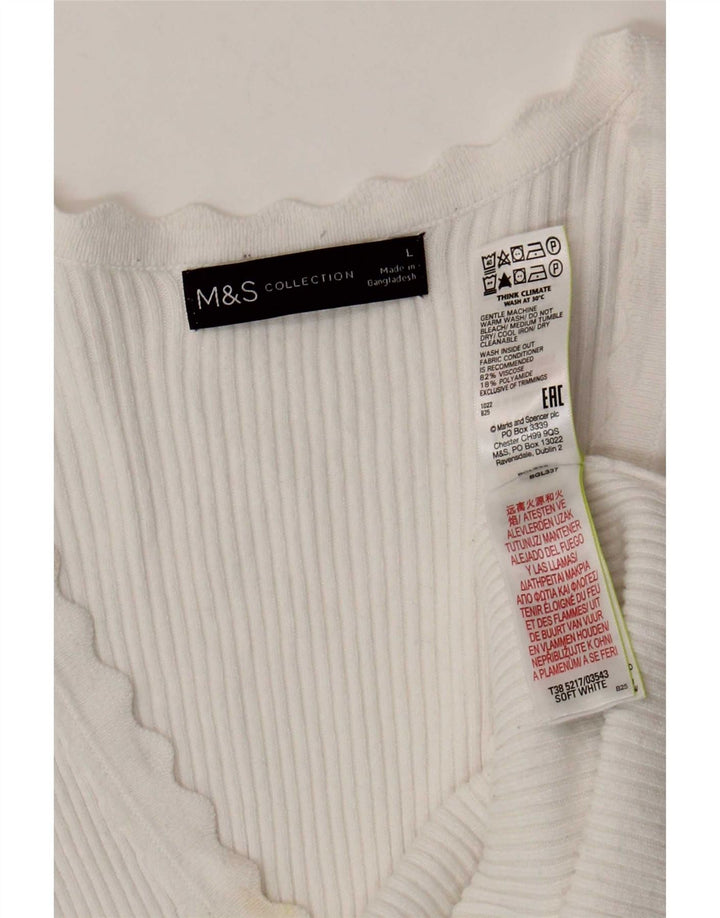 Marks & Spencer T-shirt top til kvinder DK 14 Stor hvid viskose