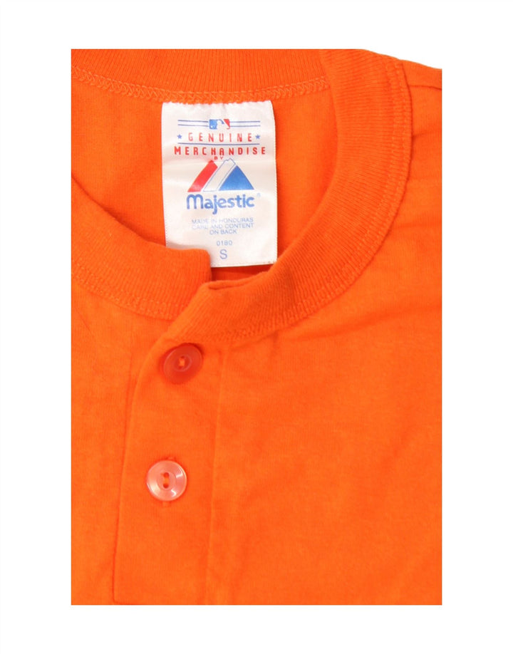 MAJESTIC Mens Graphic T-Shirt Top Small Orange Cotton Vintage Majestic and Second-Hand Majestic from Messina Hembry 