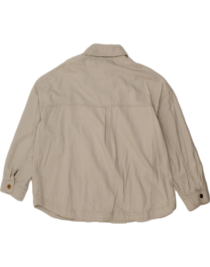 ZARA Womens Oversized Bomber Jacket UK 10 Small Off White Cotton Vintage Zara and Second-Hand Zara from Messina Hembry 