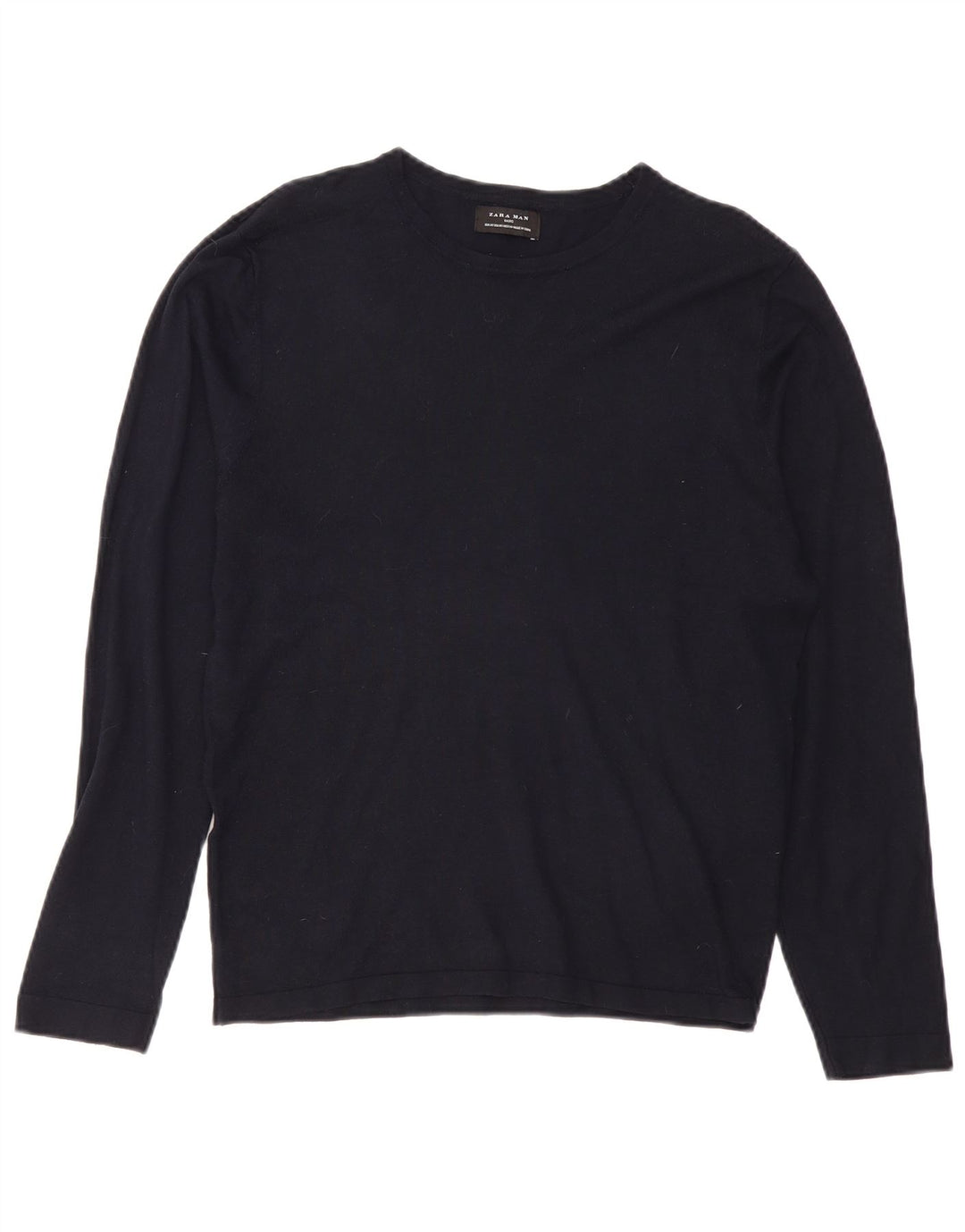 Zara Herre Boat Neck Jumper Sweater Medium Navy Blue Viscose