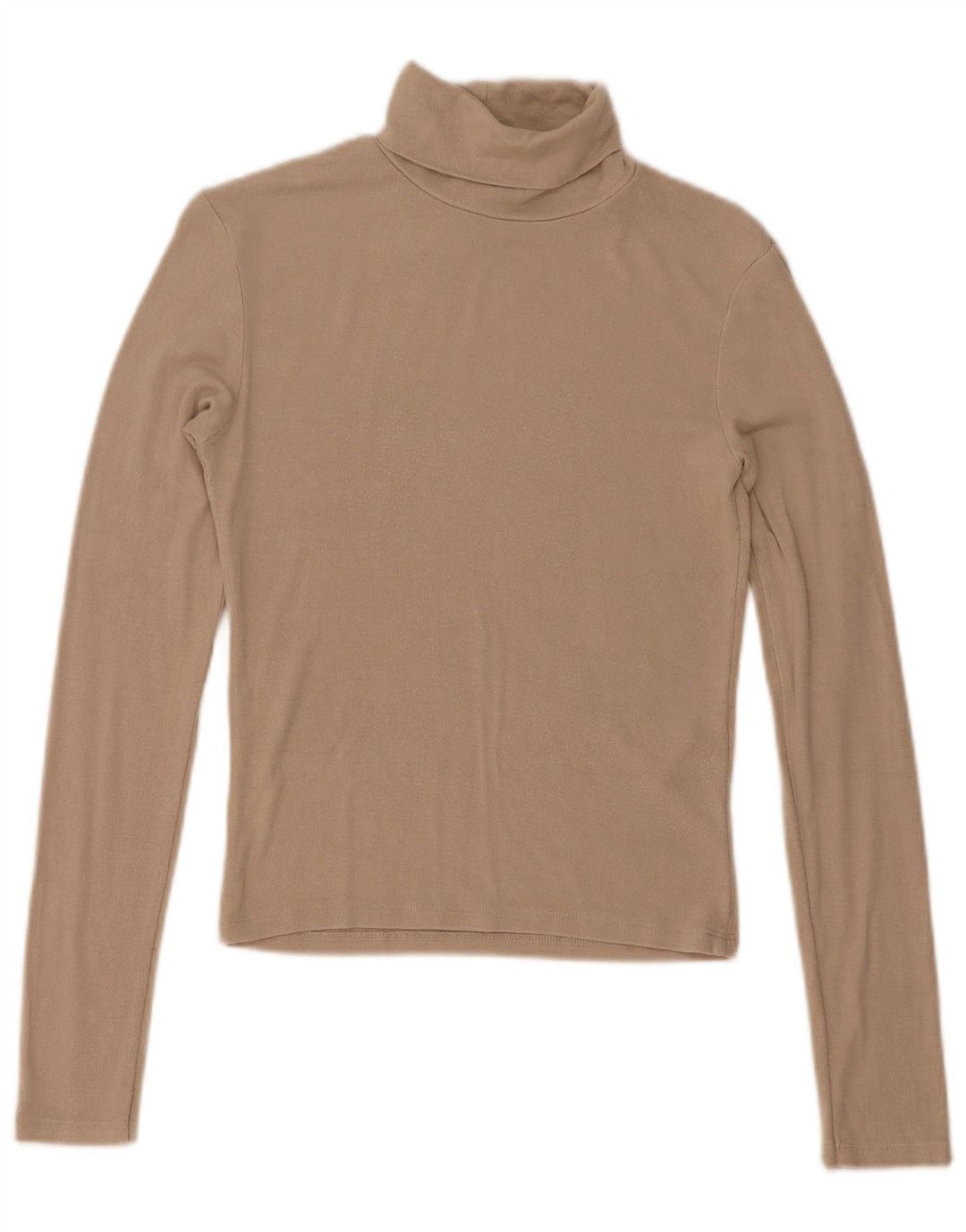 Zara Womens Crop Top Langærmet UK 8 Small Beige Viscose