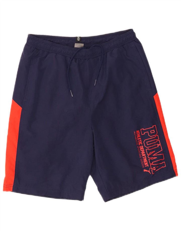 Puma drenge grafiske sportsshorts 15-16 år marineblå colourblock polyester