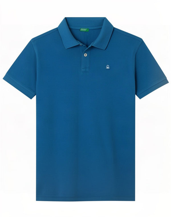 Benetton Boys Polo Shirt 13-14 År 3XL Blå Bomuld