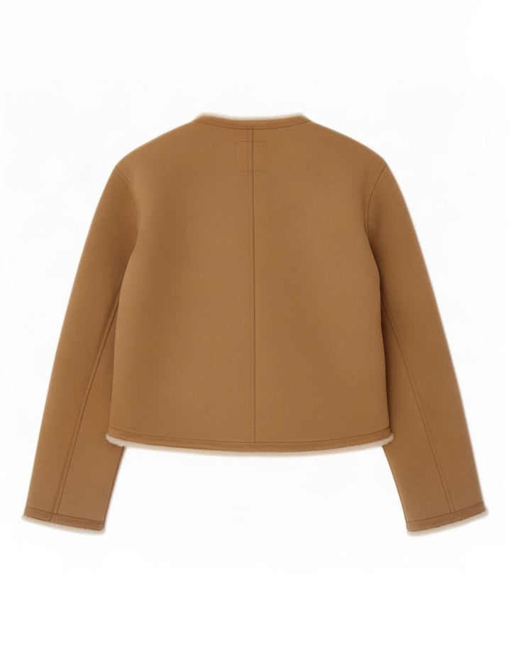 Zara Dame Oversized Sherpa Jacket UK 6 XS Brun Polyester