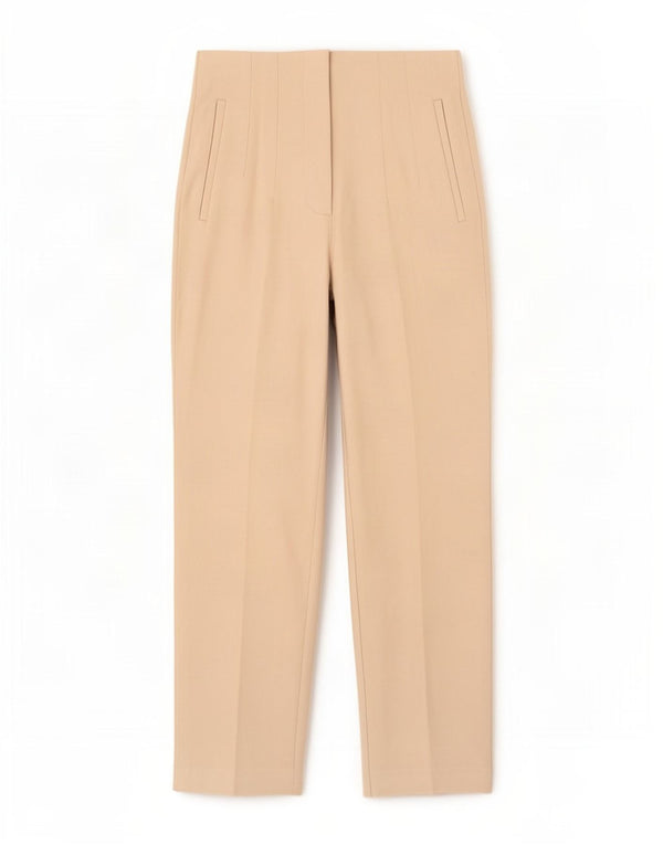 Zara Womens High Waist Tapered Suit Trousers Medium W28 L26 Beige Polyester