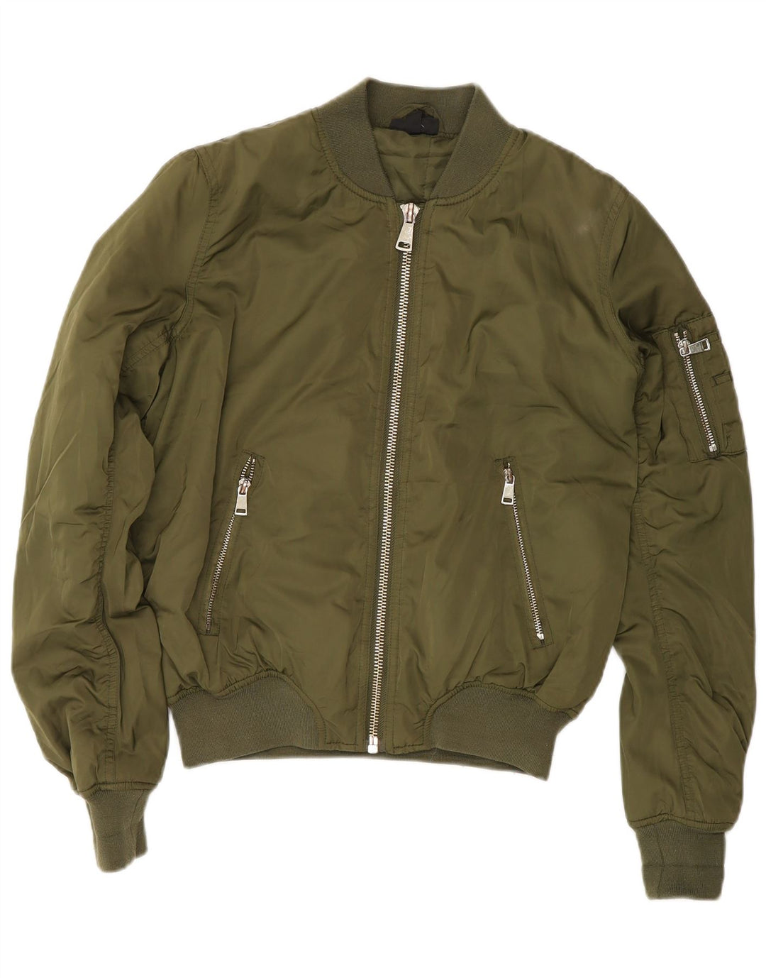 Topshop Dame Polstret Bomber Jacket UK 8 Small Green Polyester