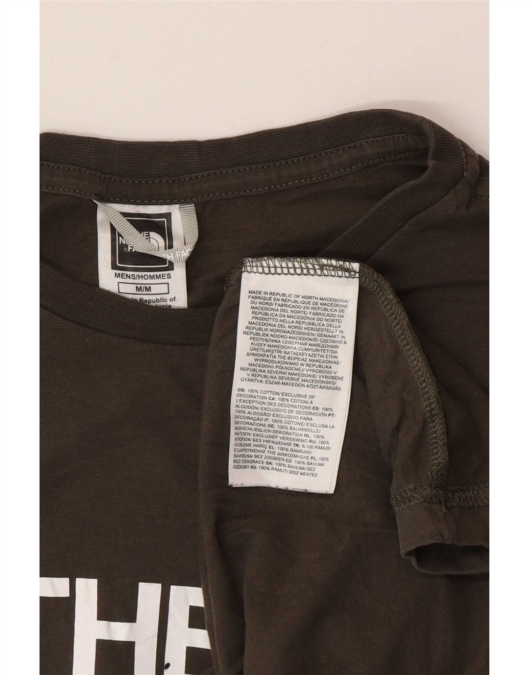 The North Face Herre grafisk T-shirt Top Medium Khaki Bomuld