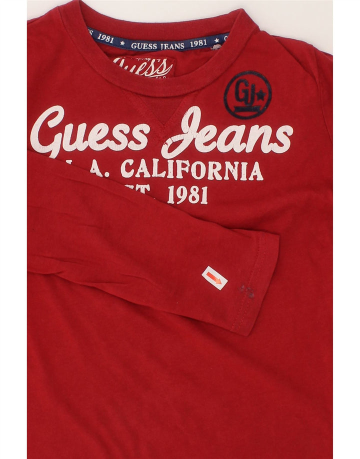 GUESS Girls Graphic Top Long Sleeve 4-5 Years Red Cotton Vintage Guess and Second-Hand Guess from Messina Hembry 
