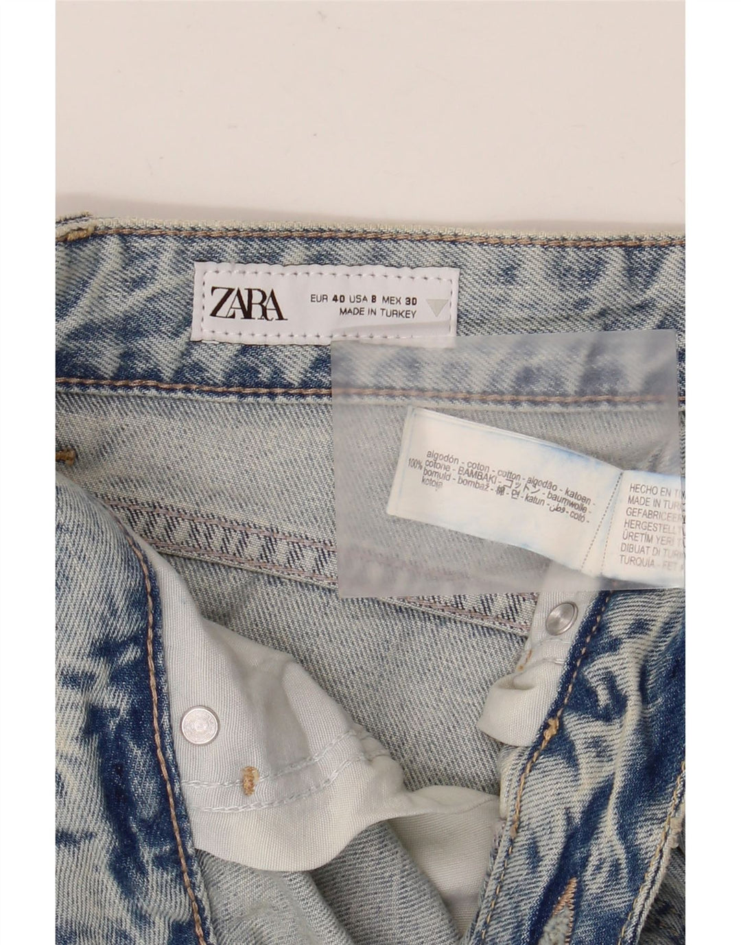 ZARA Straight Jeans til kvinder EU 40 Medium W30 L28 Blå Bomuld