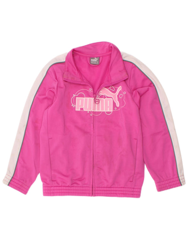 Puma piger grafisk træningsdragt topjakke 3-4 år Pink Colourblock