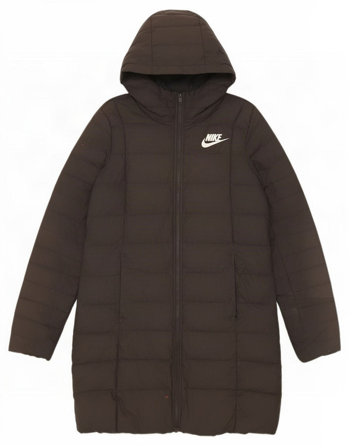Nike polstret frakke med hætte til kvinder UK 14 Medium Black Polyester