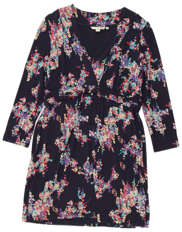 BODEN Womens Petite 3/4 Sleeve Basic Dress UK 14 Large Navy Blue Floral