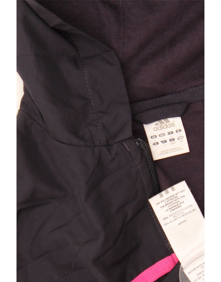 Adidas Dame Hooded Tracksuit Top Jacket UK 16 Large Black Polyester