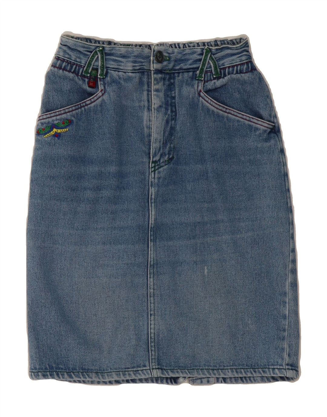 MASH Womens Denim Skirt IT 42 Medium W28 Blue Cotton Vintage Mash and Second-Hand Mash from Messina Hembry 