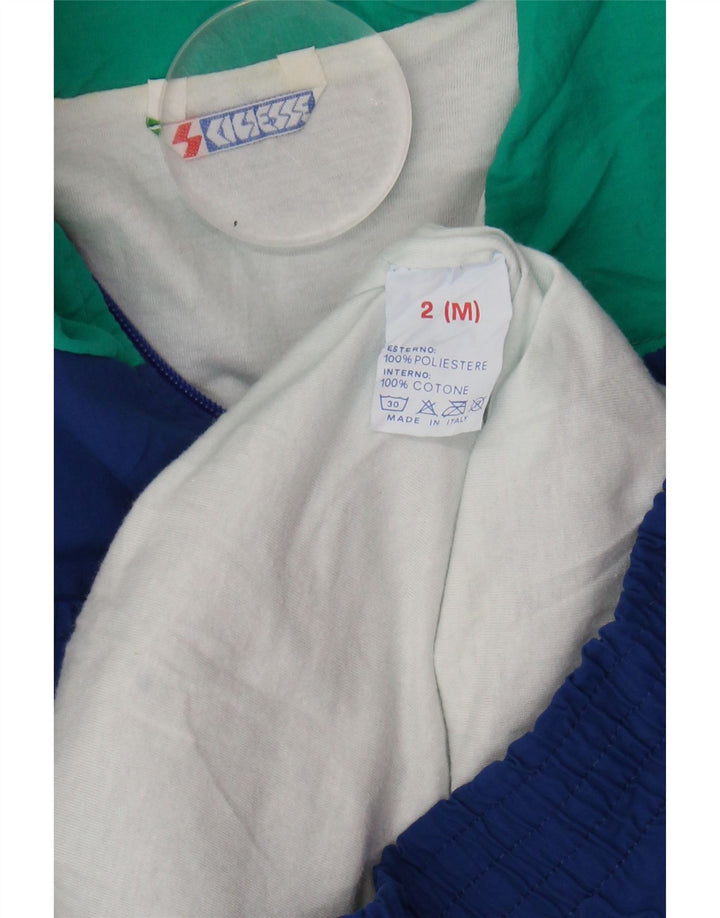 VINTAGE Womens Tracksuit Top Jacket UK 14 Medium Blue Colourblock