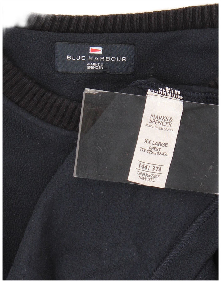 Marks & Spencer Herre Blue Harbor Fleece Jumper 2XL Navy Blue Polyester