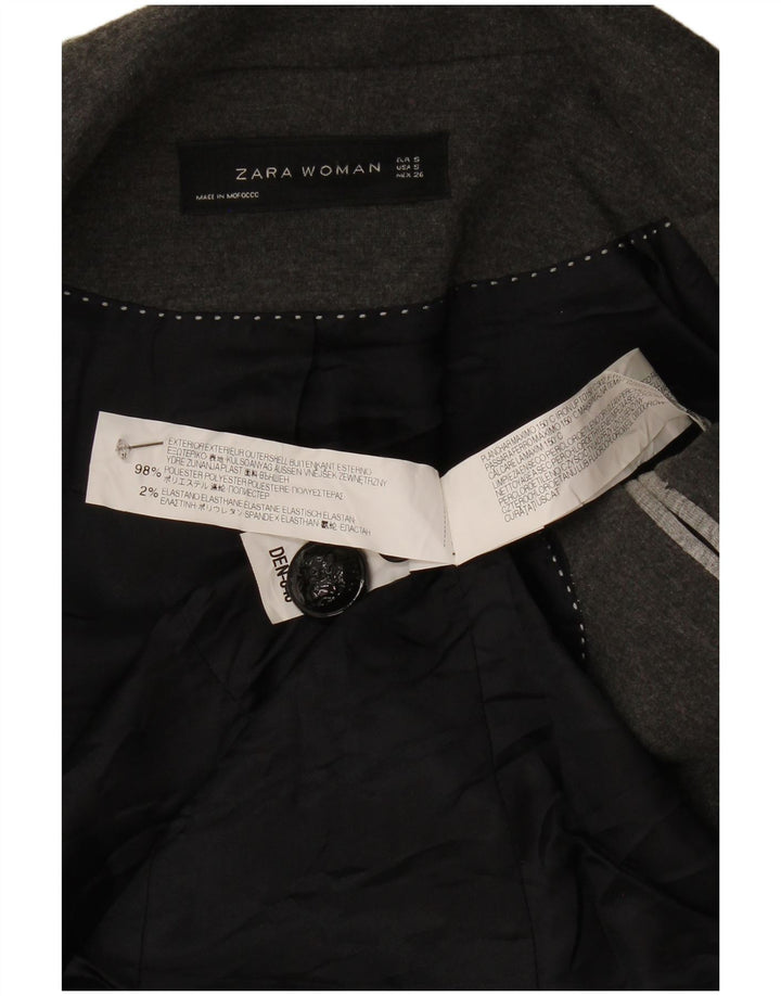 Zara Womens Crop 1-knap blazerjakke UK 10 Small Grå Polyester