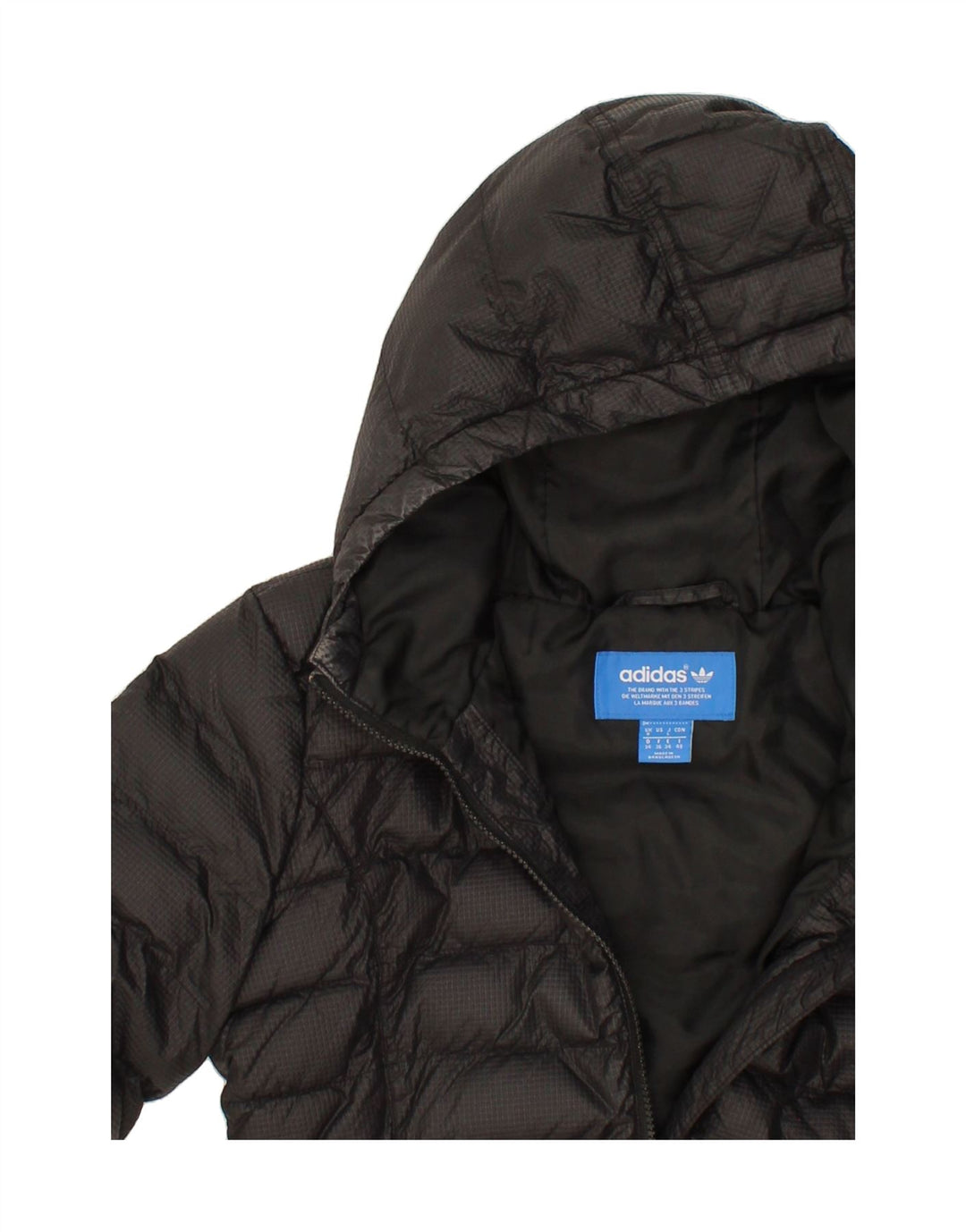 ADIDAS Womens Hooded Padded Jacket UK 8 Small Black Vintage Adidas and Second-Hand Adidas from Messina Hembry 