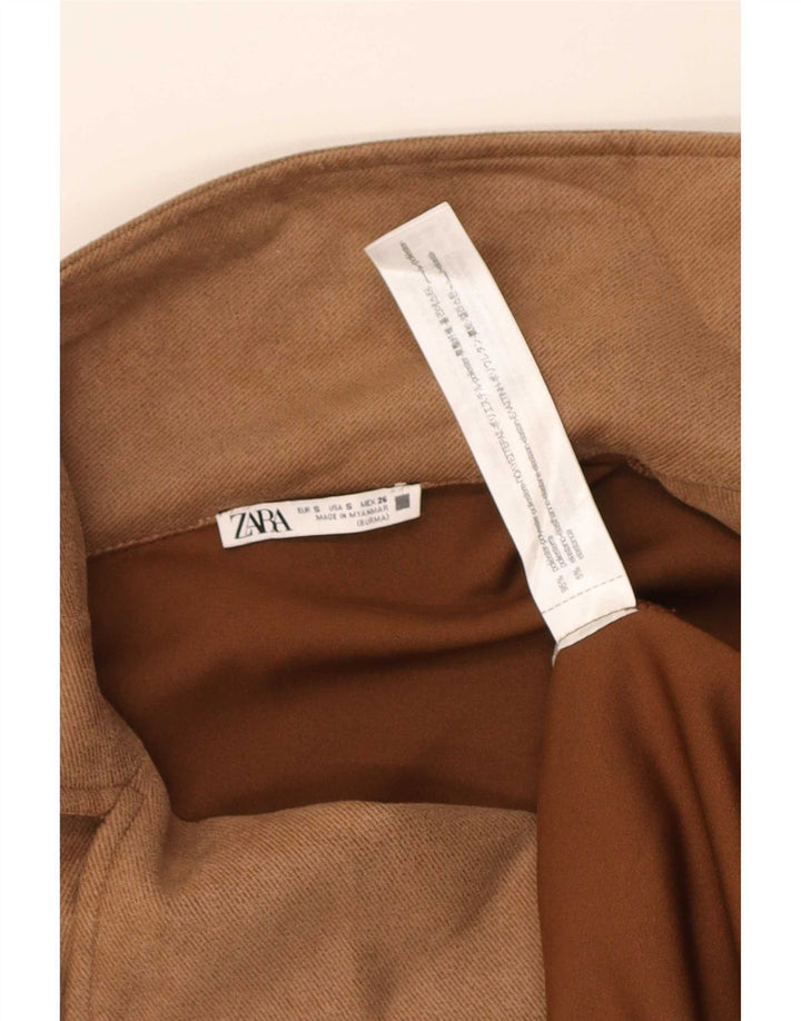 Zara Dame Overfrakke UK 10 Lille brun polyester