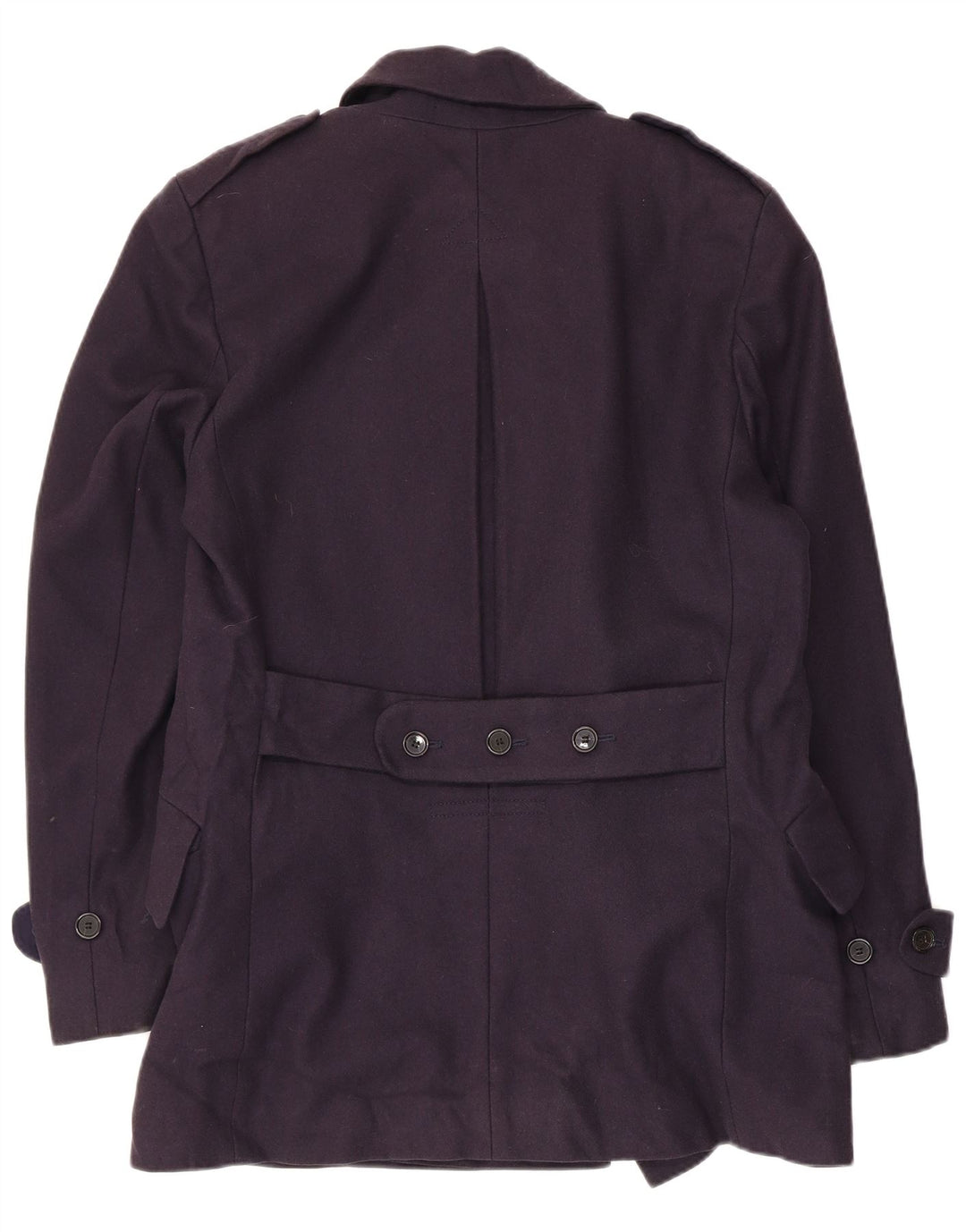 French Connection Herre Trench Coat UK 38 Medium Navy Blue Virgin Wool