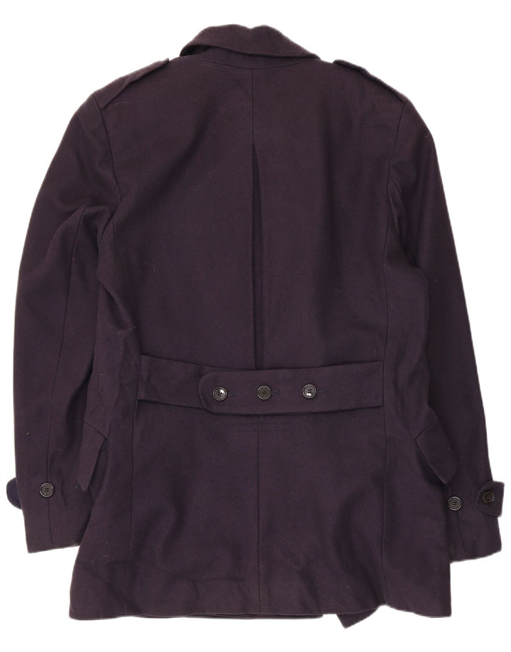 French Connection Herre Trench Coat UK 38 Medium Navy Blue Virgin Wool