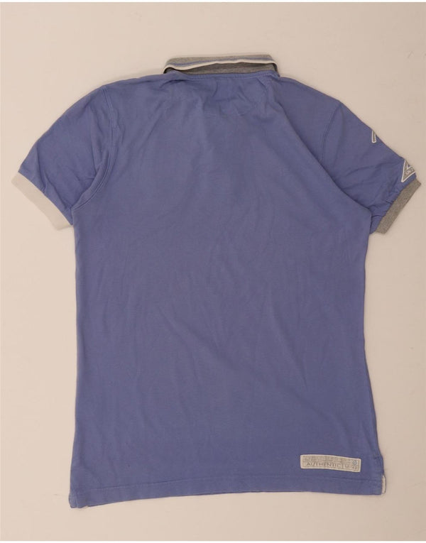 La Martina Mens Graphic Rugby Polo Shirt Medium Blue Cotton