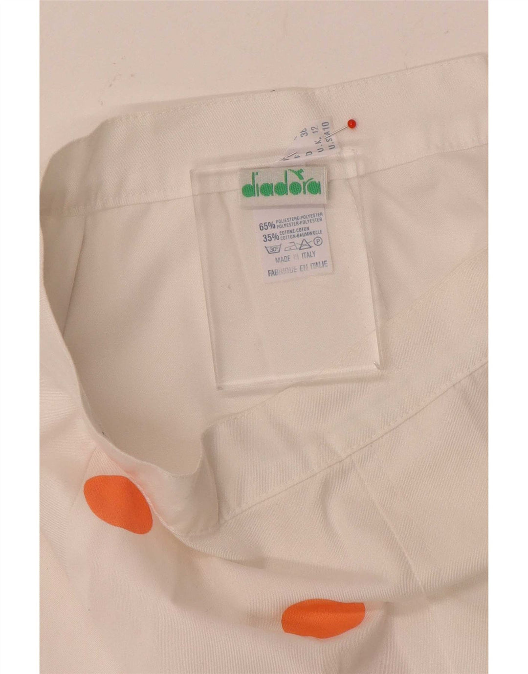 Diadora Dame Mini-nederdel UK 12 Medium W26 White Polka Dot Polyester