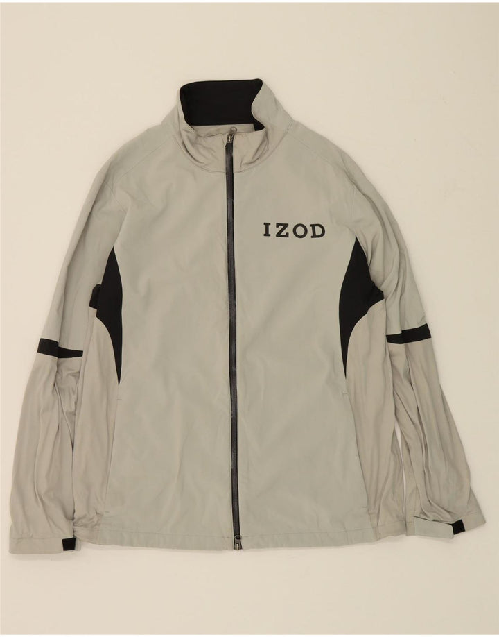 IZOD Mens Golf Tracksuit Top Jacket Large Grey Colourblock Polyester Vintage Izod and Second-Hand Izod from Messina Hembry 