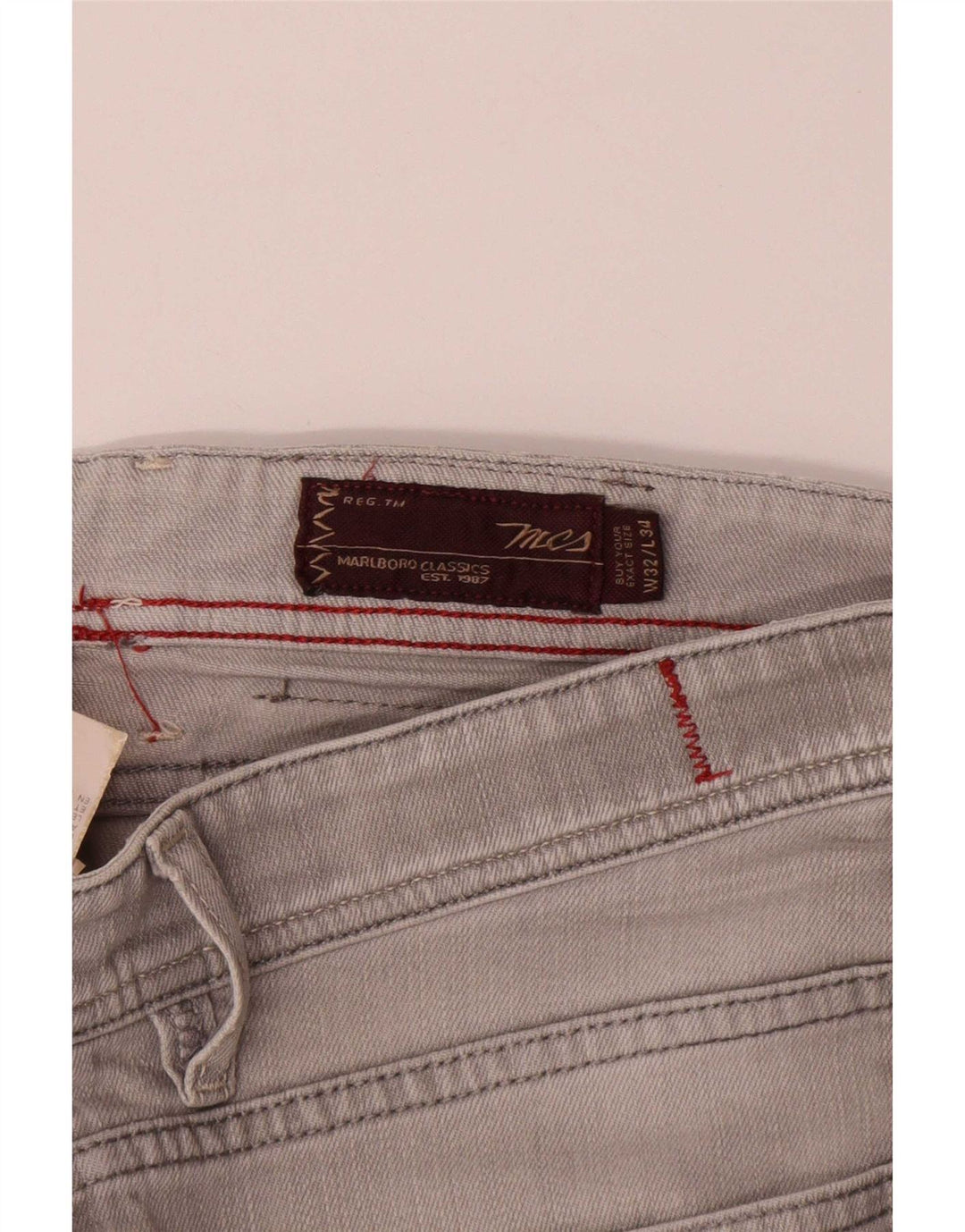 Marlboro Classics Straight Jeans til mænd W32 L31 Grå bomuld